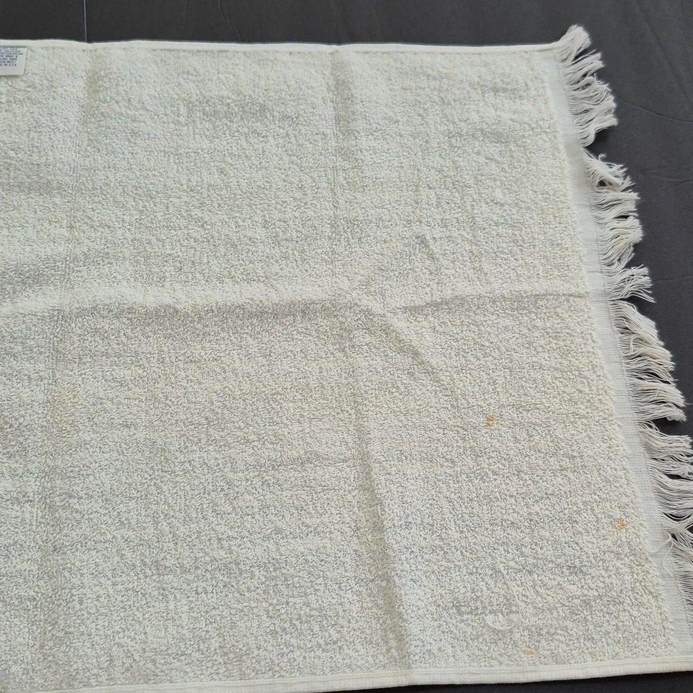 Vintage Floral and Striped Fringe Towel Shabby Cottage 80's 90's